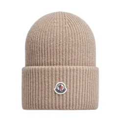 Huer & Kasketter^Moncler Uld Beanie Hue Klassisk Stil Beige
