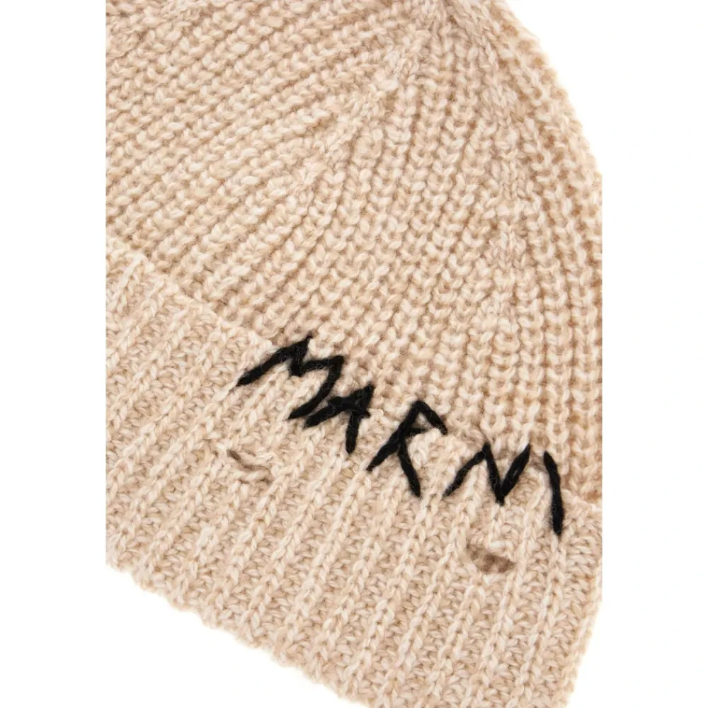 Huer & Kasketter<Marni Uld Beanie til stilfulde kvinder Beige