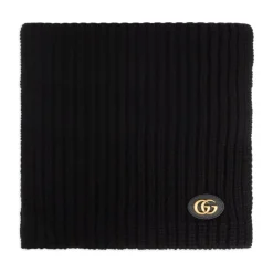 Tørklæder<Gucci Uld Cashmere Tørklæde med Dobbelt G Sort