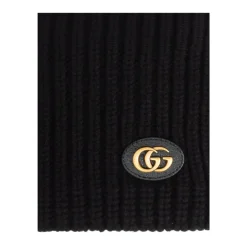 Tørklæder<Gucci Uld Cashmere Tørklæde med Dobbelt G Sort