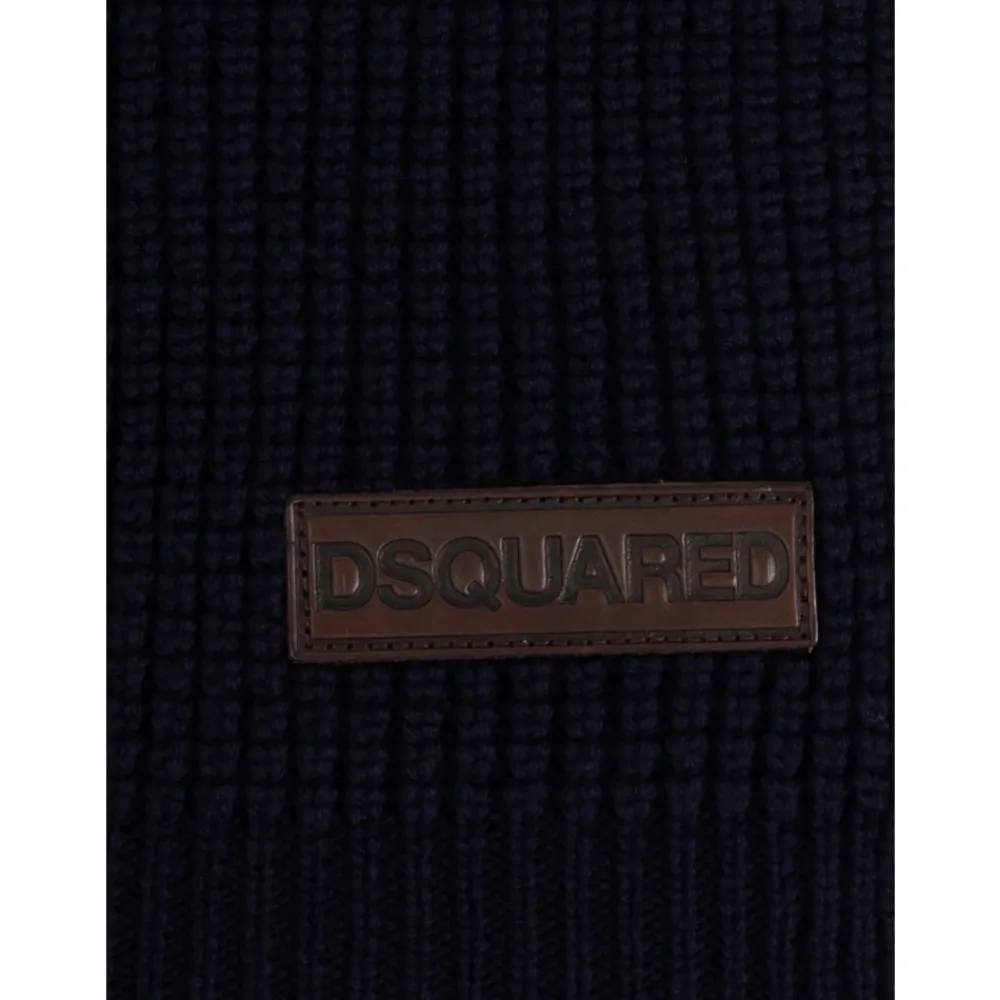 Halstørklæder Og Tørklæder<Dsquared2 Uld Logo Patch Strik Tørklæde Blå