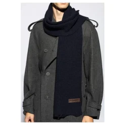 Halstørklæder Og Tørklæder<Dsquared2 Uld Logo Patch Strik Tørklæde Blå