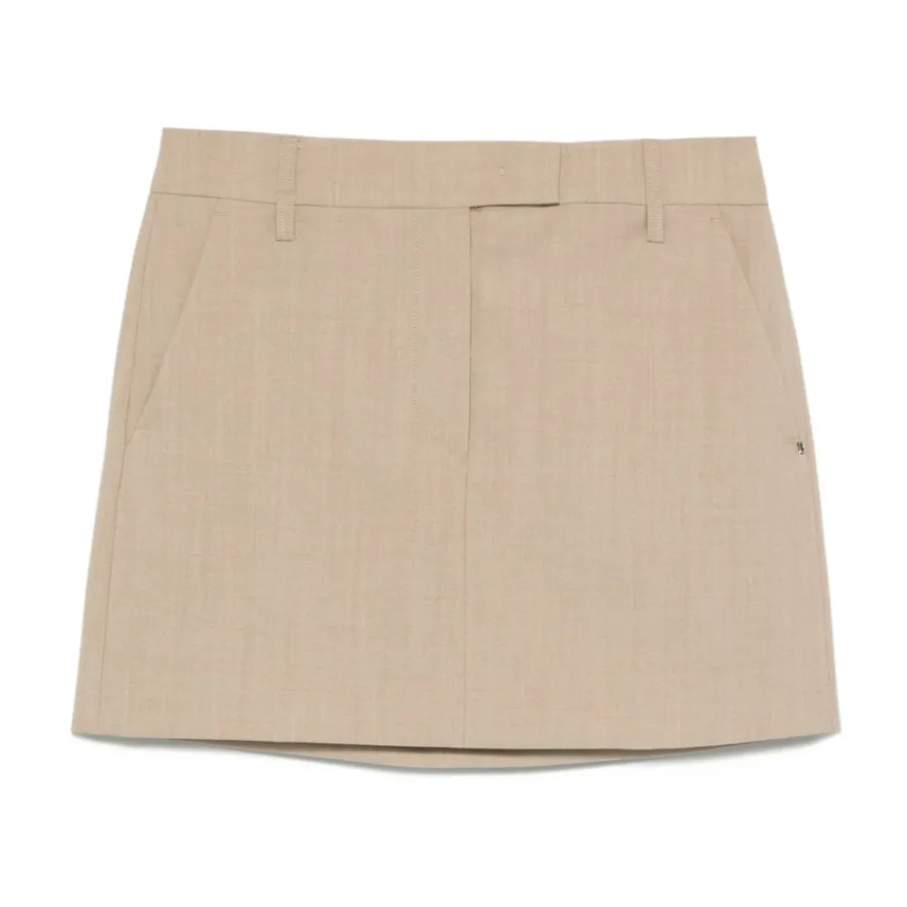 Nederdele^Sportmax Uld Mini Nederdel Lige Pasform Beige