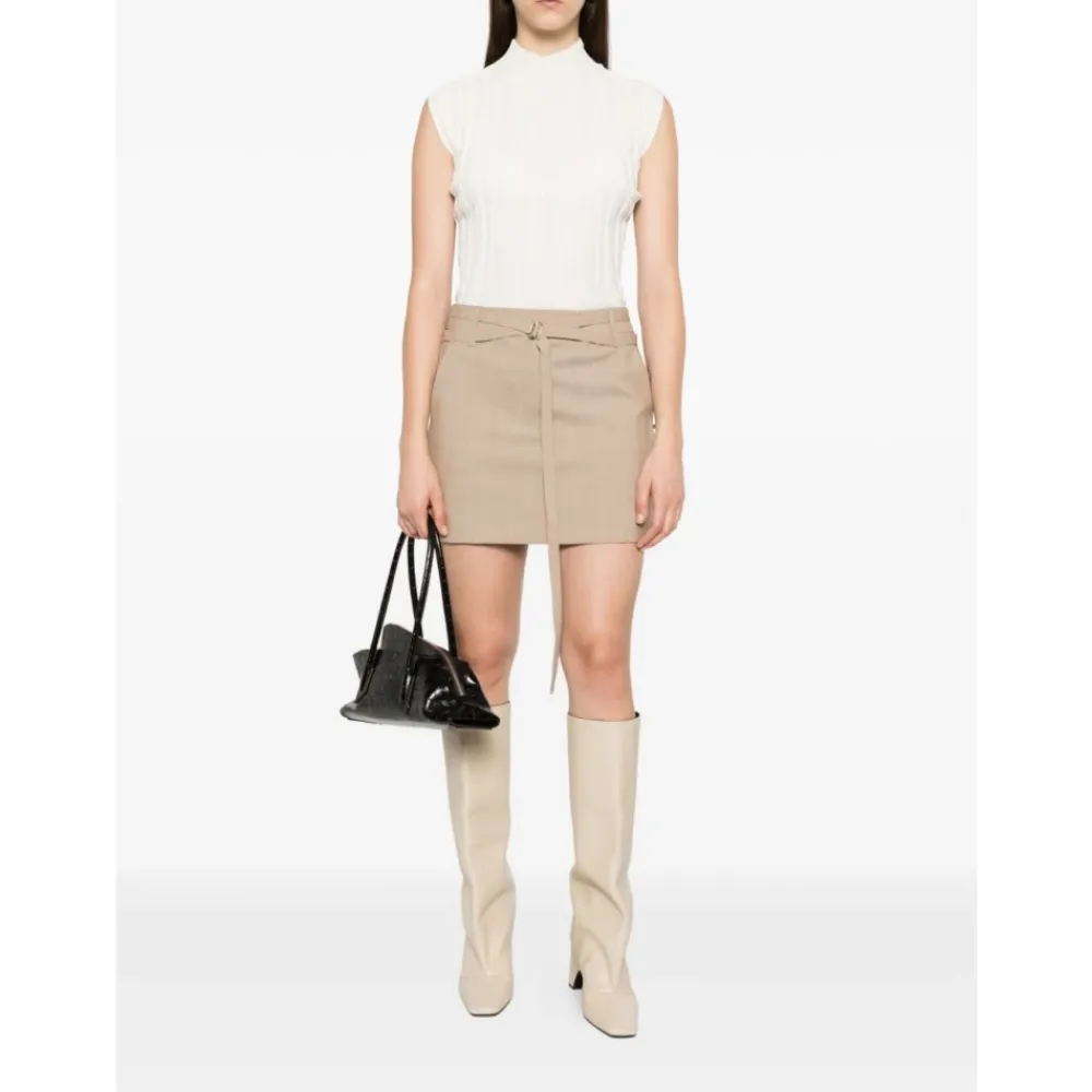 Nederdele^Sportmax Uld Mini Nederdel Lige Pasform Beige