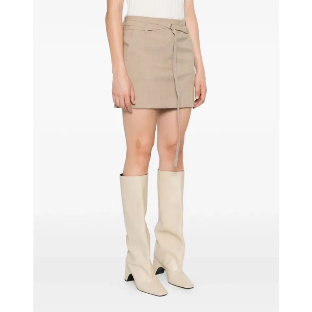 Nederdele^Sportmax Uld Mini Nederdel Lige Pasform Beige