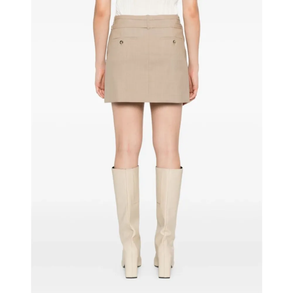 Nederdele^Sportmax Uld Mini Nederdel Lige Pasform Beige