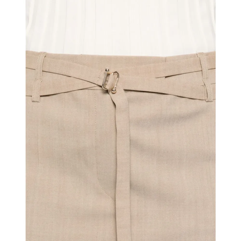 Nederdele^Sportmax Uld Mini Nederdel Lige Pasform Beige