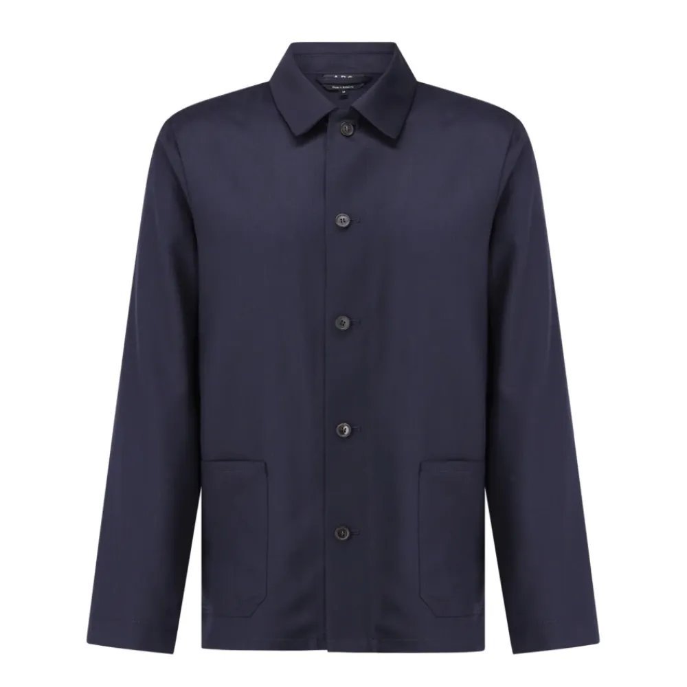 Jakker^A.P.C. Uld Overshirt Straight Cut Letvægt Blå