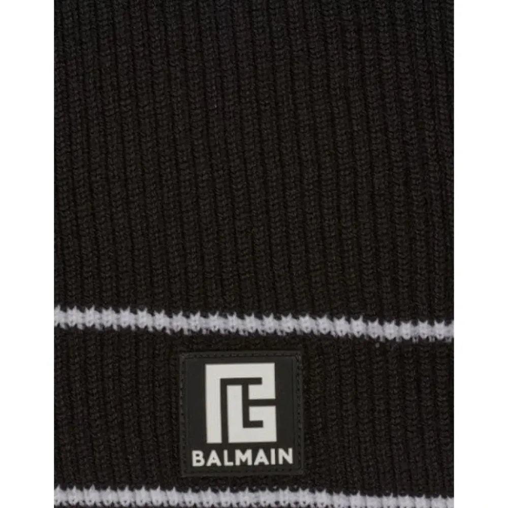 Halstørklæder Og Tørklæder<Balmain Uld Patch Halstørklæde Sort