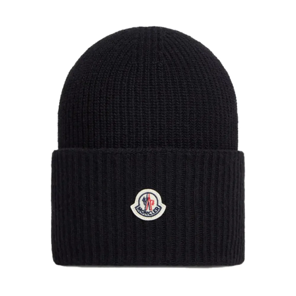 Huer & Kasketter^Moncler Uldhue med Logodetalje Sort
