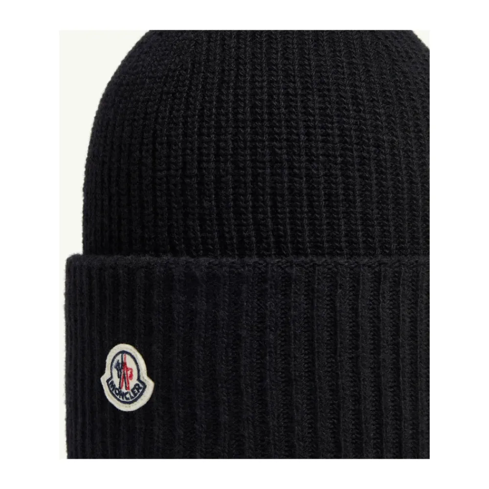 Huer & Kasketter^Moncler Uldhue med Logodetalje Sort