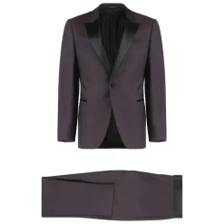 Jakkesæt<Emporio Armani Uldjakkesæt med satin revers Lilla