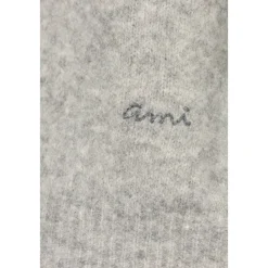 Strik<Ami Paris Uldtrøje med logo Grå