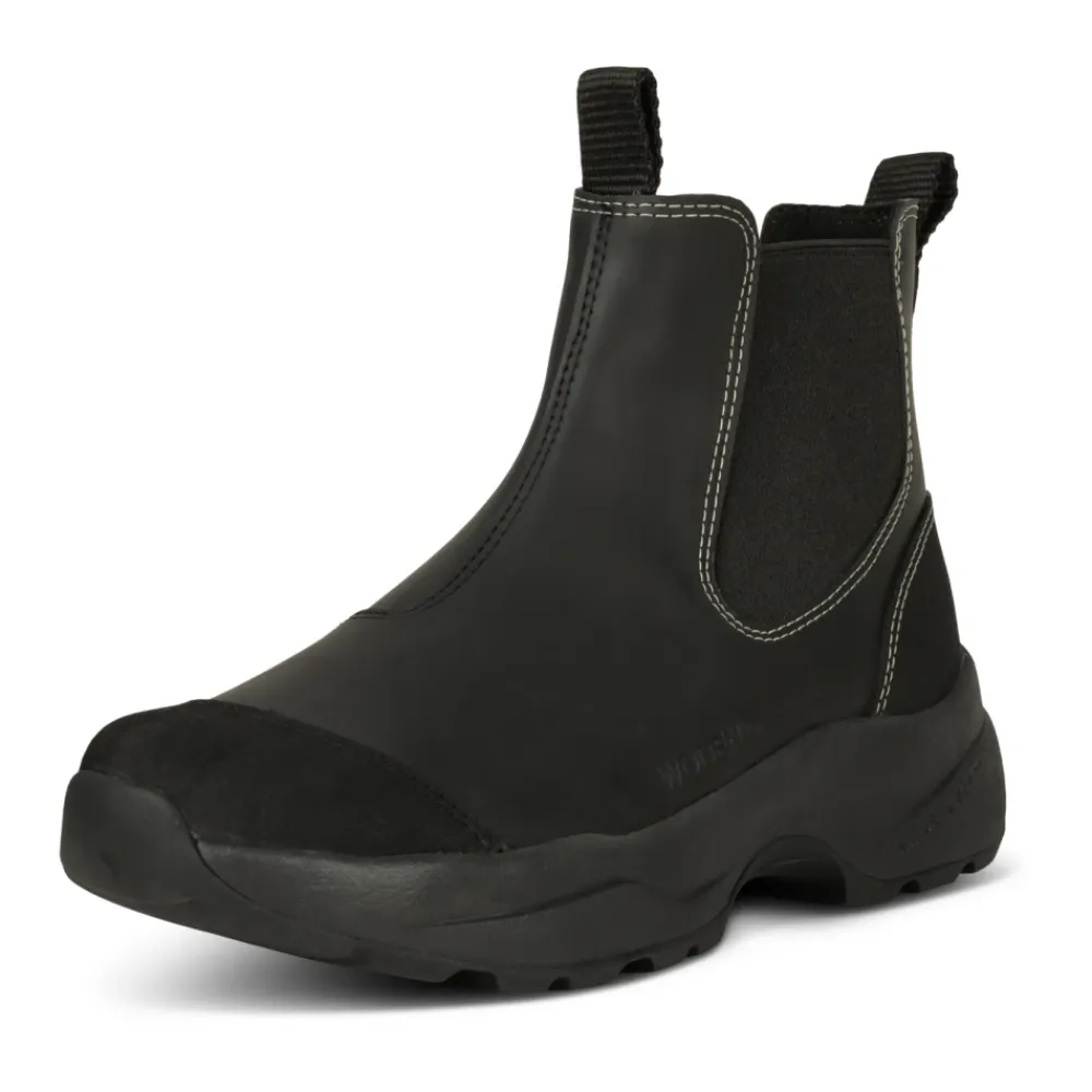 Støvler|Chelsea Boots^Woden Vandtætte gummistøvler med fiskeskinddetaljer Sort