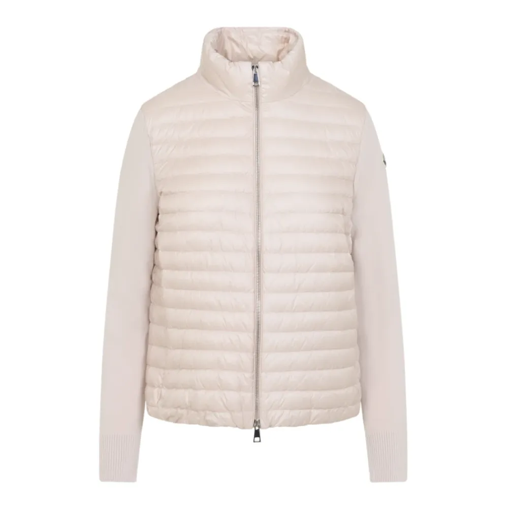 Jakker<Moncler Vatteret Cardigan med Lynlås Pink