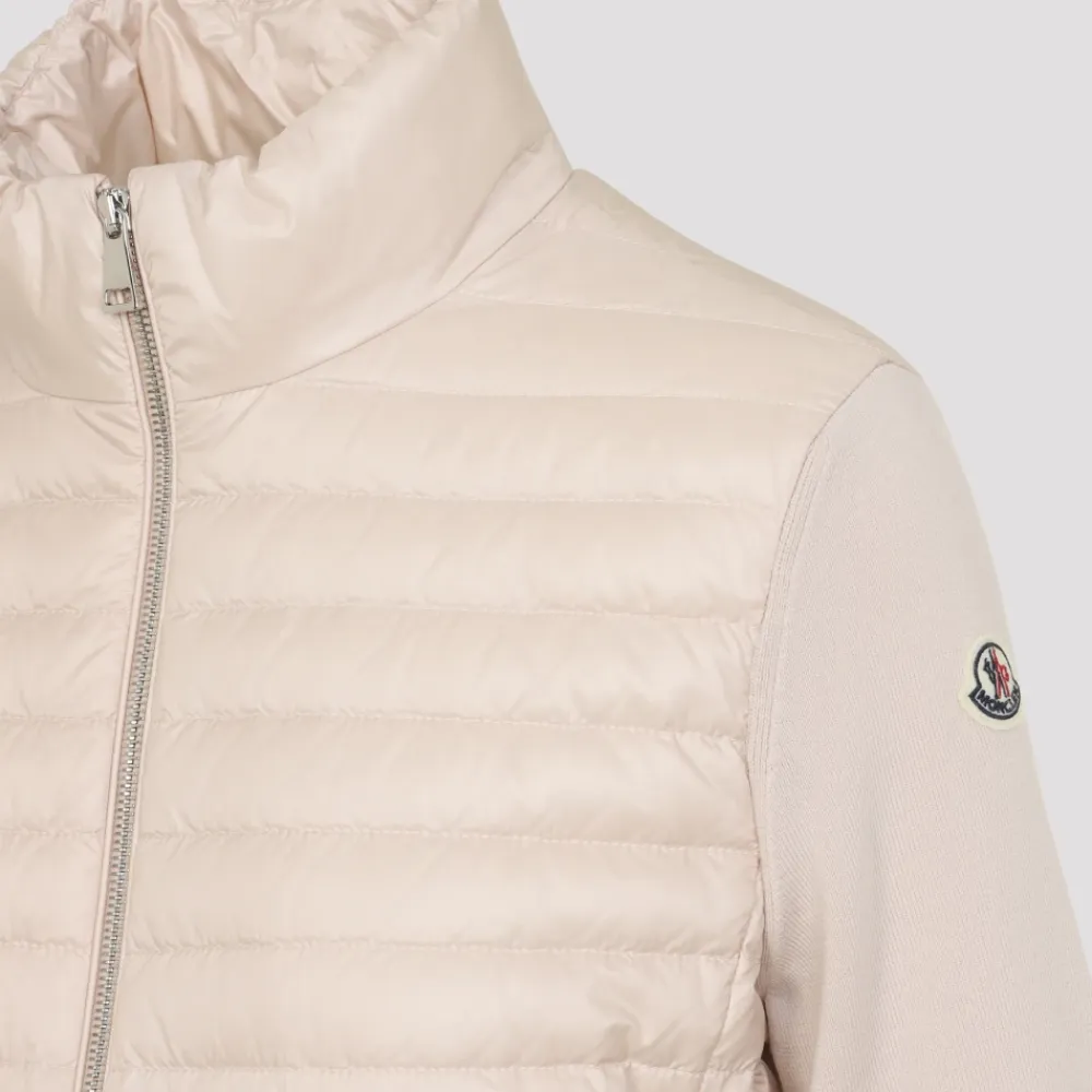 Jakker<Moncler Vatteret Cardigan med Lynlås Pink