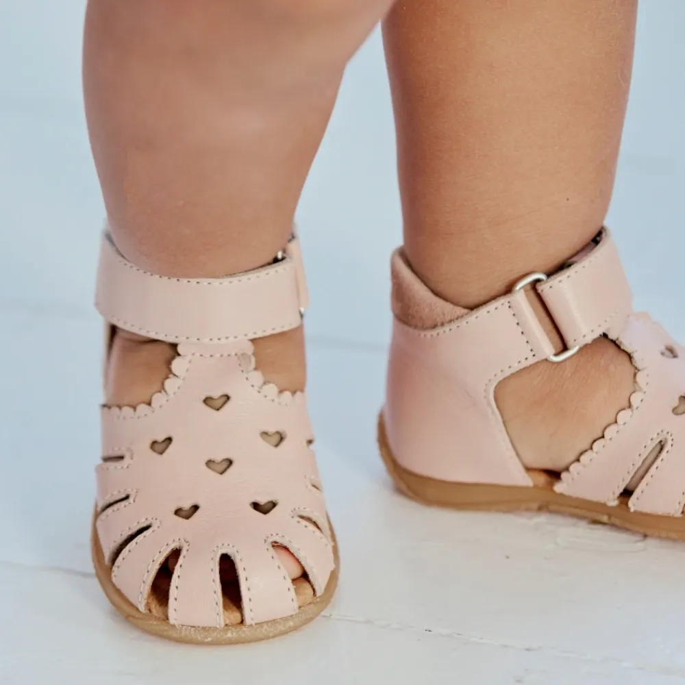 Sandaler^Angulus Velcrosandal - Rosebud Hjertemønster Pink