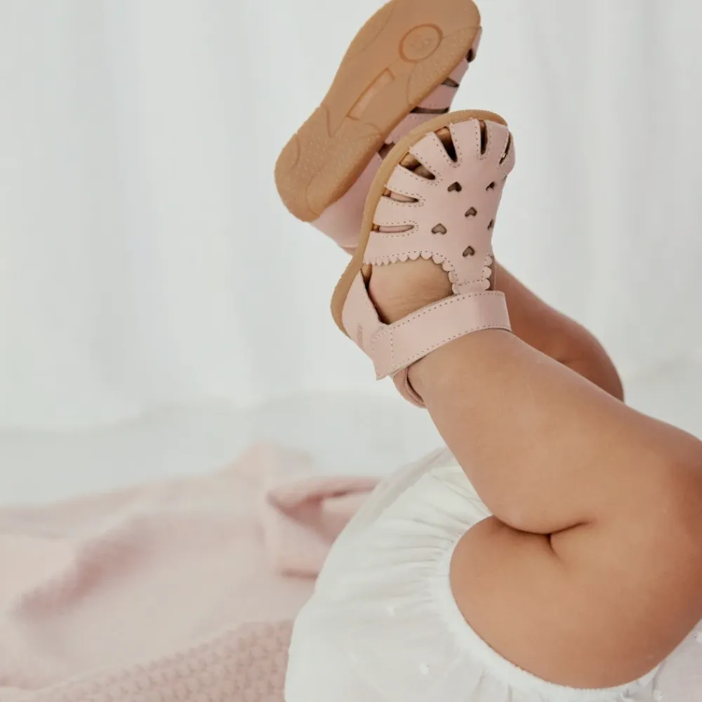 Sandaler^Angulus Velcrosandal - Rosebud Hjertemønster Pink