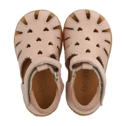 Sandaler^Angulus Velcrosandal - Rosebud Hjertemønster Pink