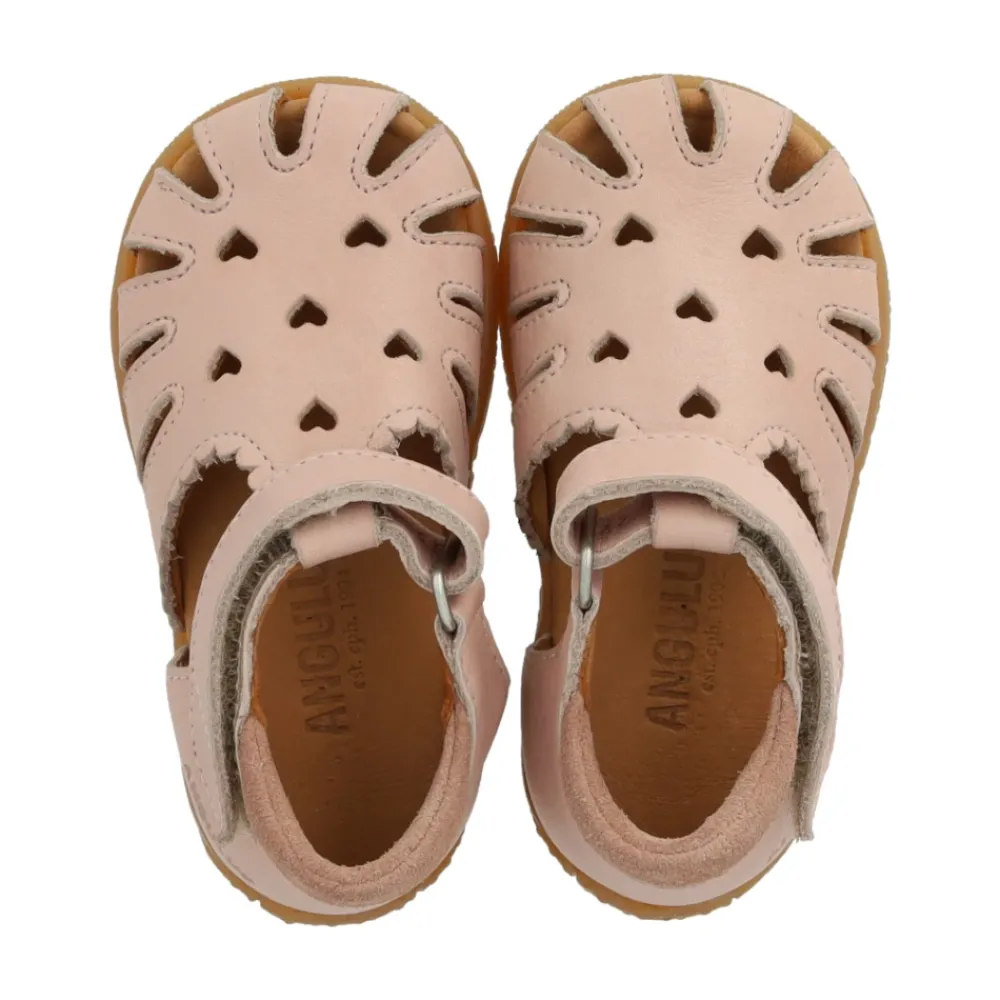 Sandaler^Angulus Velcrosandal - Rosebud Hjertemønster Pink