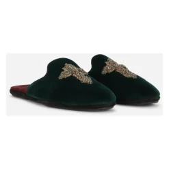 Hjemmesko^Dolce & Gabbana Velour Broderede Herre Tøfler Grøn