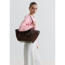 Indkøbstasker<Estro Velour Shopper Taske Brun