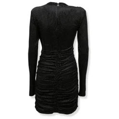 Kjoler<ROTATE Birger Christensen Velvet Ls Mini Dress Sort