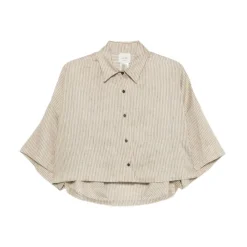 Bluser & Skjorter^Alysi Vertical-Stribet Kortærmet Skjorte Beige