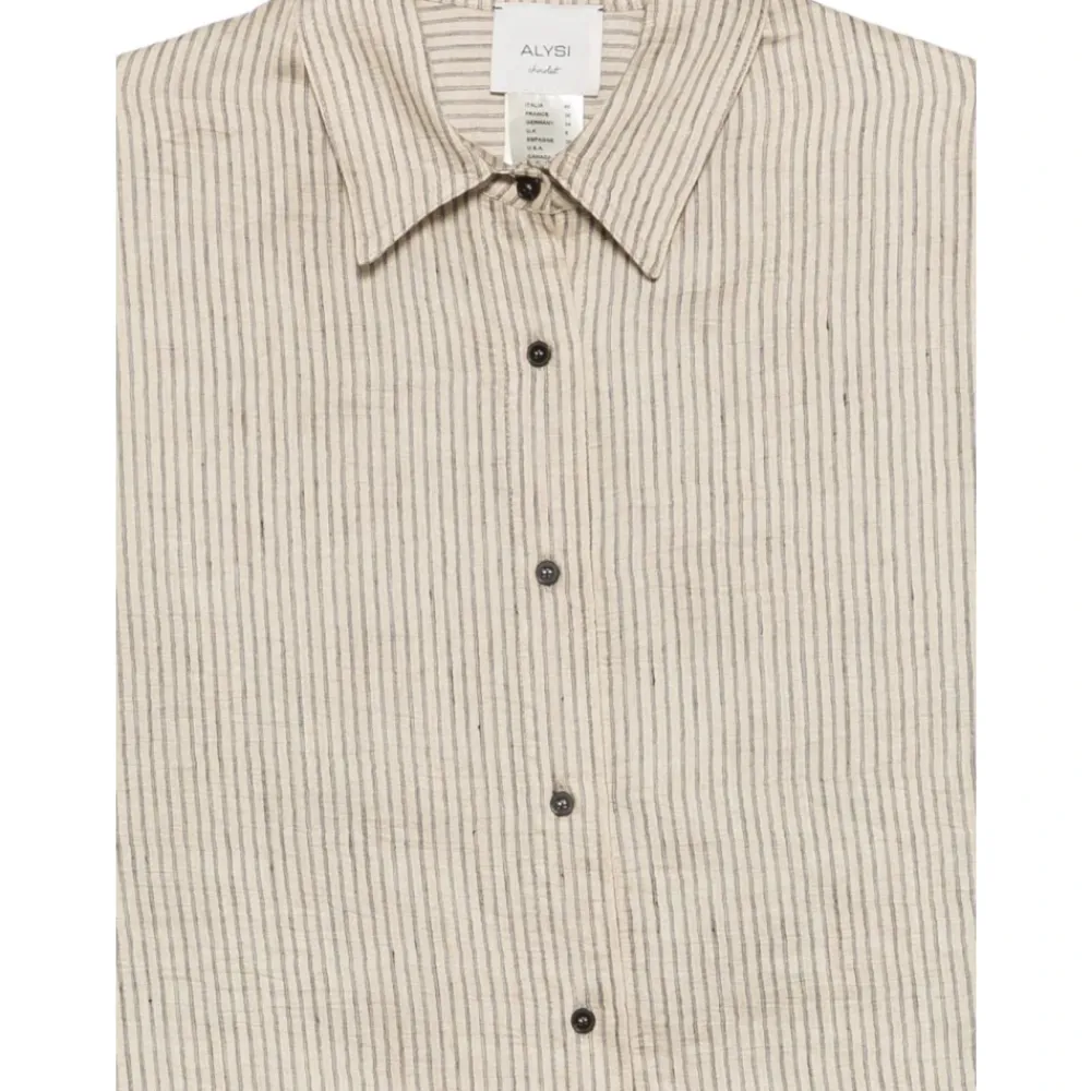 Bluser & Skjorter^Alysi Vertical-Stribet Kortærmet Skjorte Beige