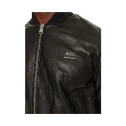 Jakker^Ami Paris Veste bomber en cuir d'agneau Sort
