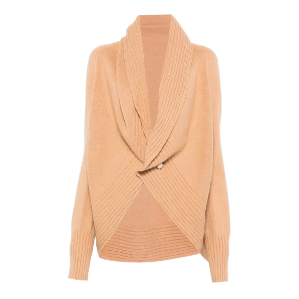 Striktrøjer & Sweatere^Alberta Ferretti V-Neck Brooch Cardigan Brun