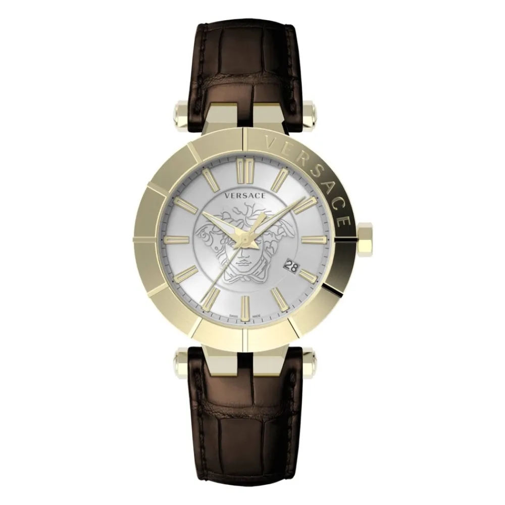 Ure<Versace V-Race Restyling Læder Dato Ur Grå
