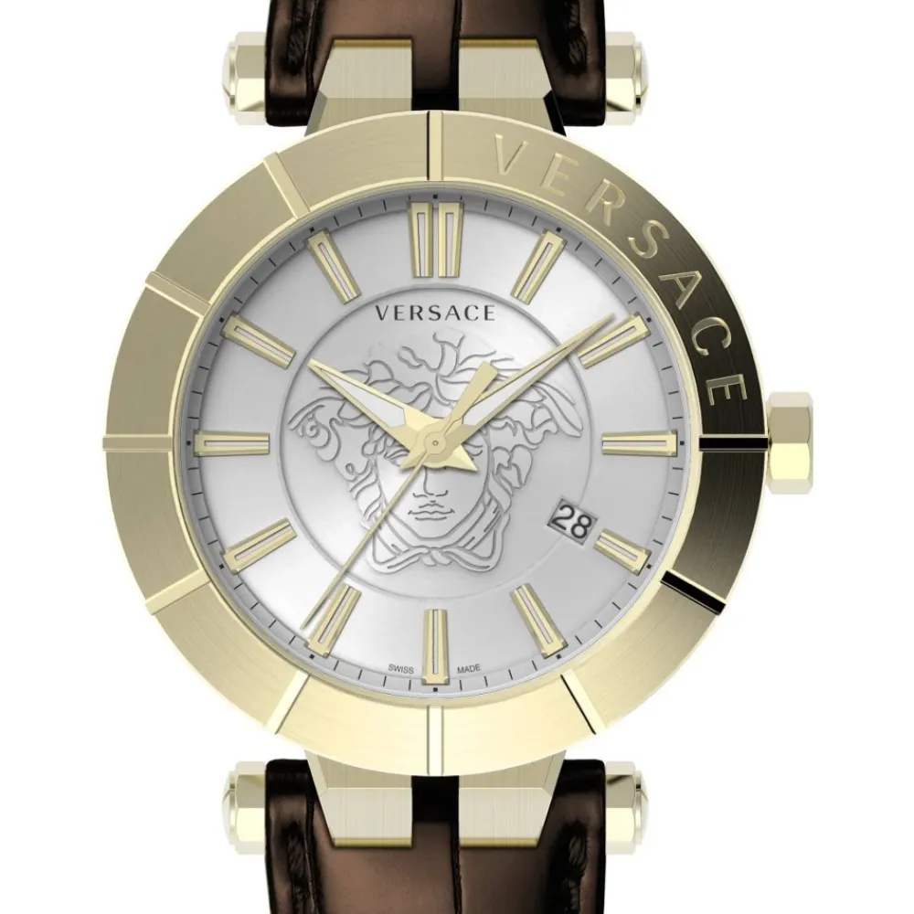 Ure<Versace V-Race Restyling Læder Dato Ur Grå