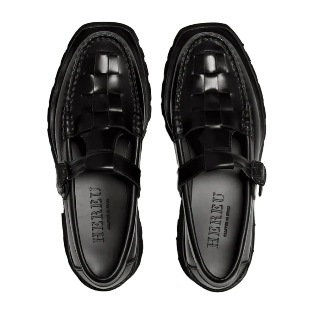 Loafers^Hereu Vævede loafers med T-bar spænde Sort