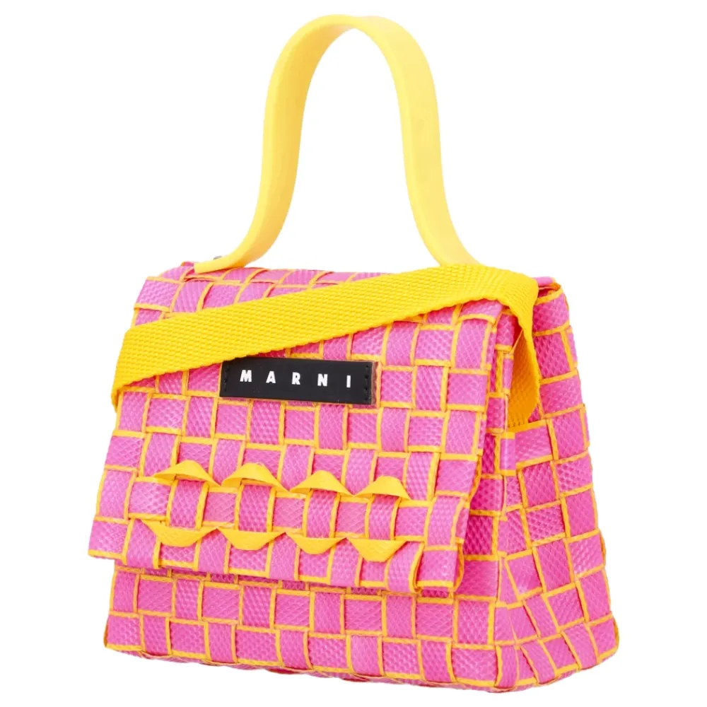 Tasker<Marni Vævet Crossbody Taske Pink
