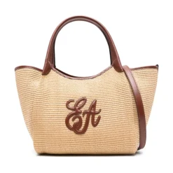 Indkøbstasker<Emporio Armani Vævet Strå Medium Shopper Taske Brun