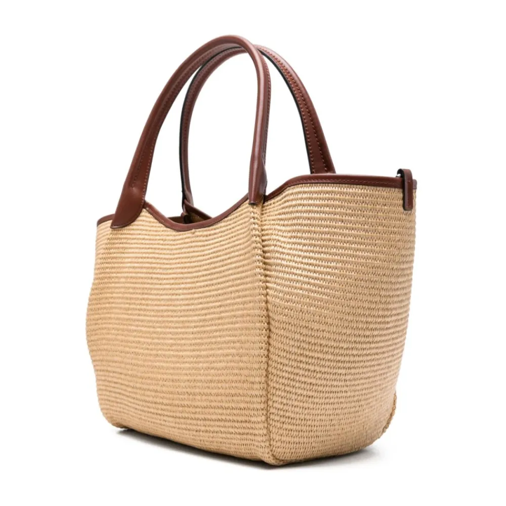 Indkøbstasker<Emporio Armani Vævet Strå Medium Shopper Taske Brun