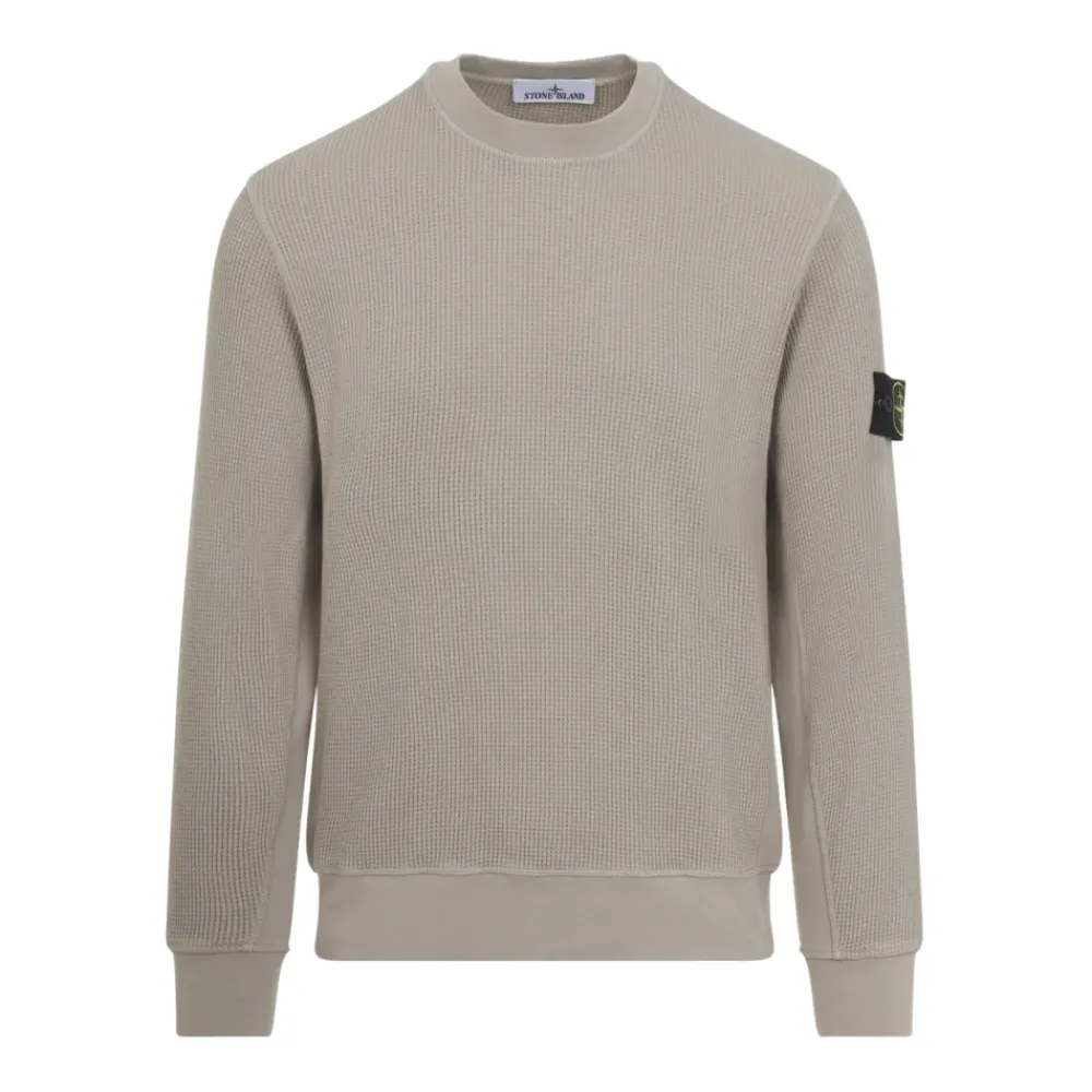 Sweatshirts<Stone Island Waffle Fleece Crewneck Beige