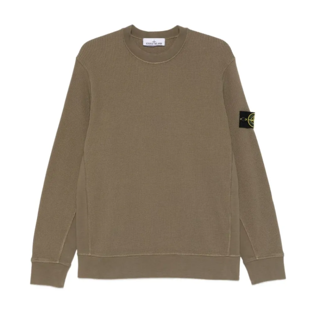 Sweatshirts<Stone Island Waffle Knit Sweater Grøn