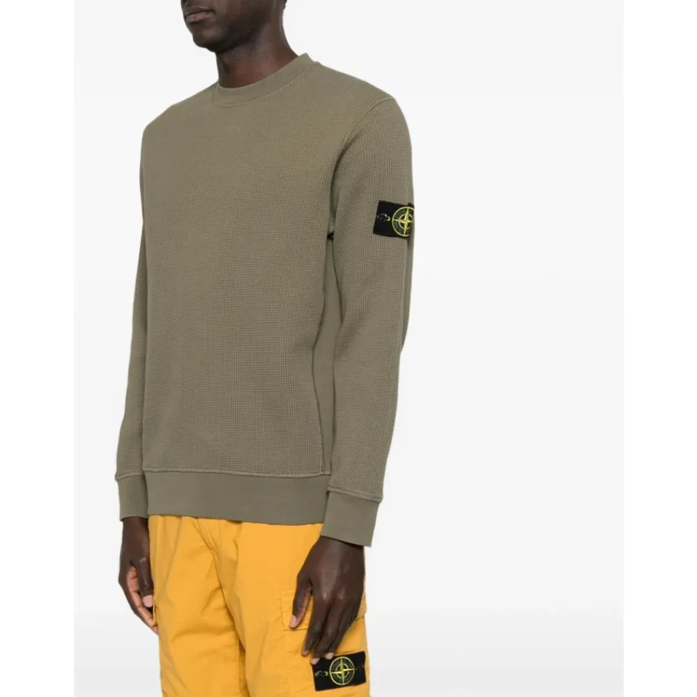 Sweatshirts<Stone Island Waffle Knit Sweater Grøn