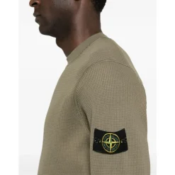 Sweatshirts<Stone Island Waffle Knit Sweater Grøn
