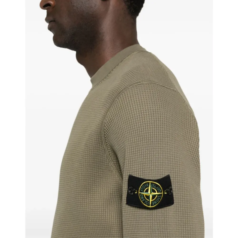 Sweatshirts<Stone Island Waffle Knit Sweater Grøn