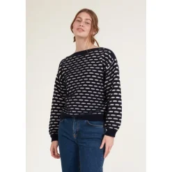 Striktrøjer & Sweatere<Basic Apparel Wava Sweater - Mørke Strik Blå