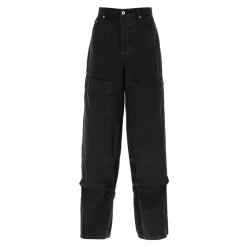 Jeans<Off White Wide Leg Cargo Bukser Sort