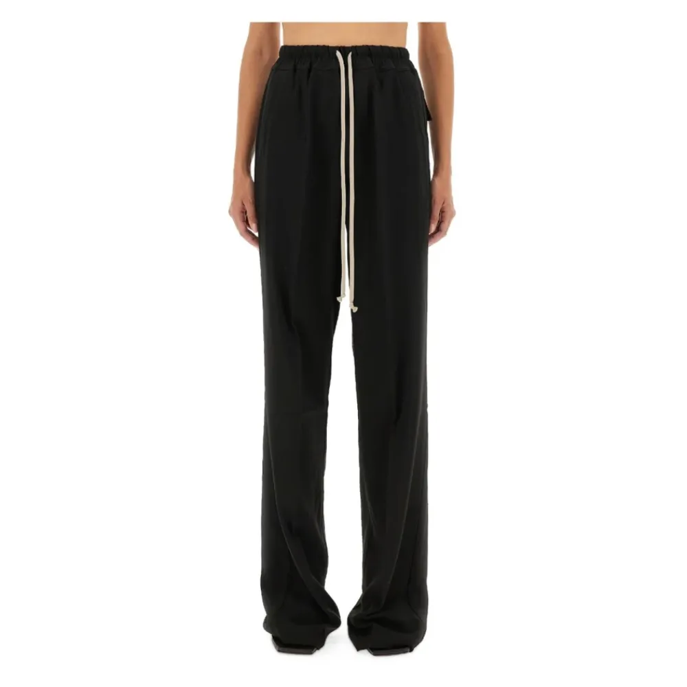 Bukser<Rick Owens Wide Leg Cargo Pants Sort