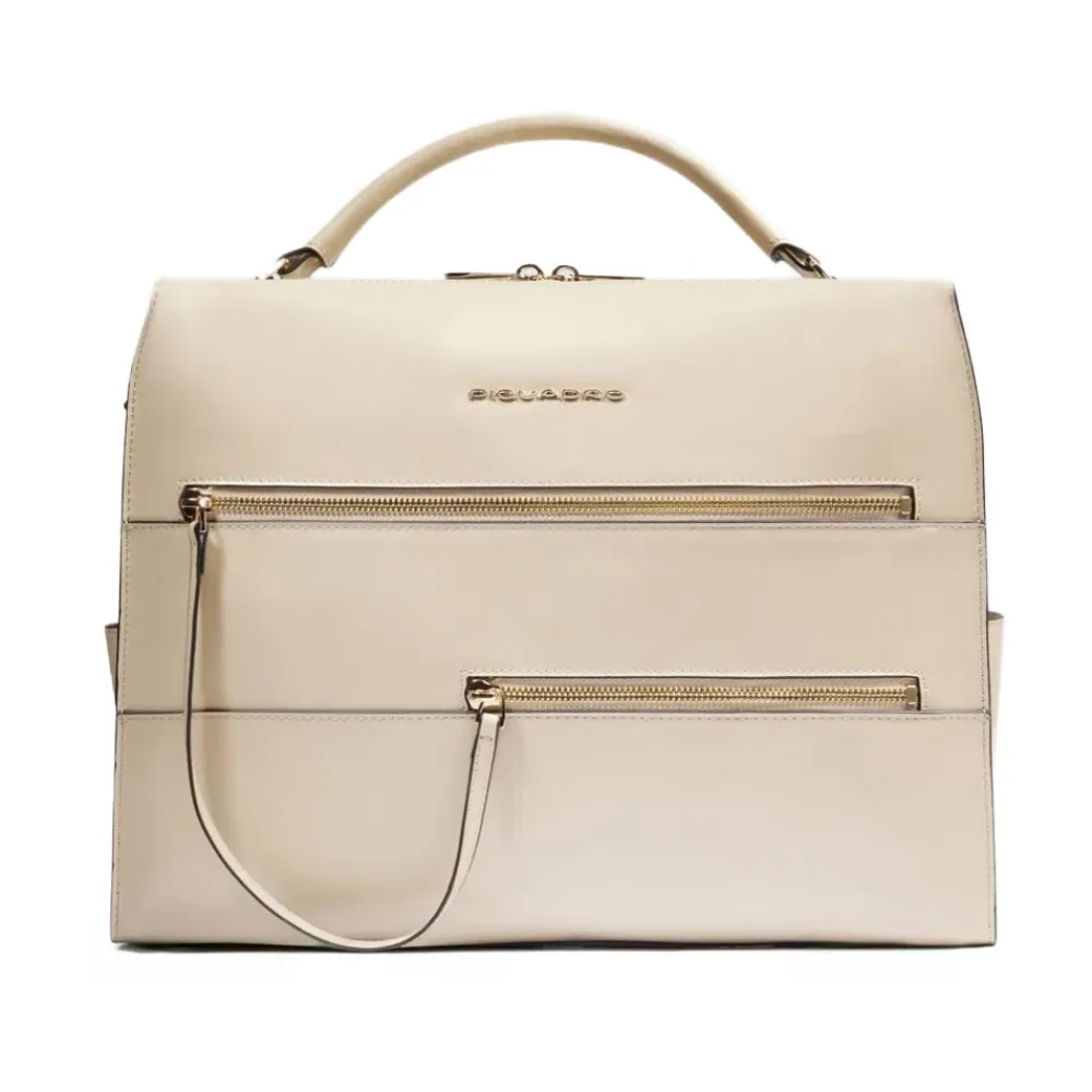 Laptop Tasker<Piquadro Women's laptop bag with iPad® compartment, shock absorbing and RFID protection Beige