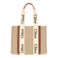 Indkøbstasker<Chloé Woody Medium Tote Beige