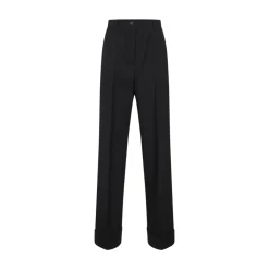 Bukser<Dolce & Gabbana Wool Gabardine Trousers Sort