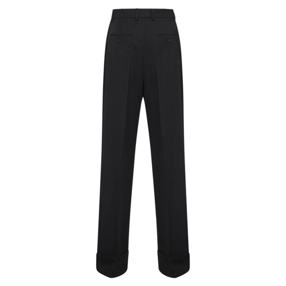 Bukser<Dolce & Gabbana Wool Gabardine Trousers Sort