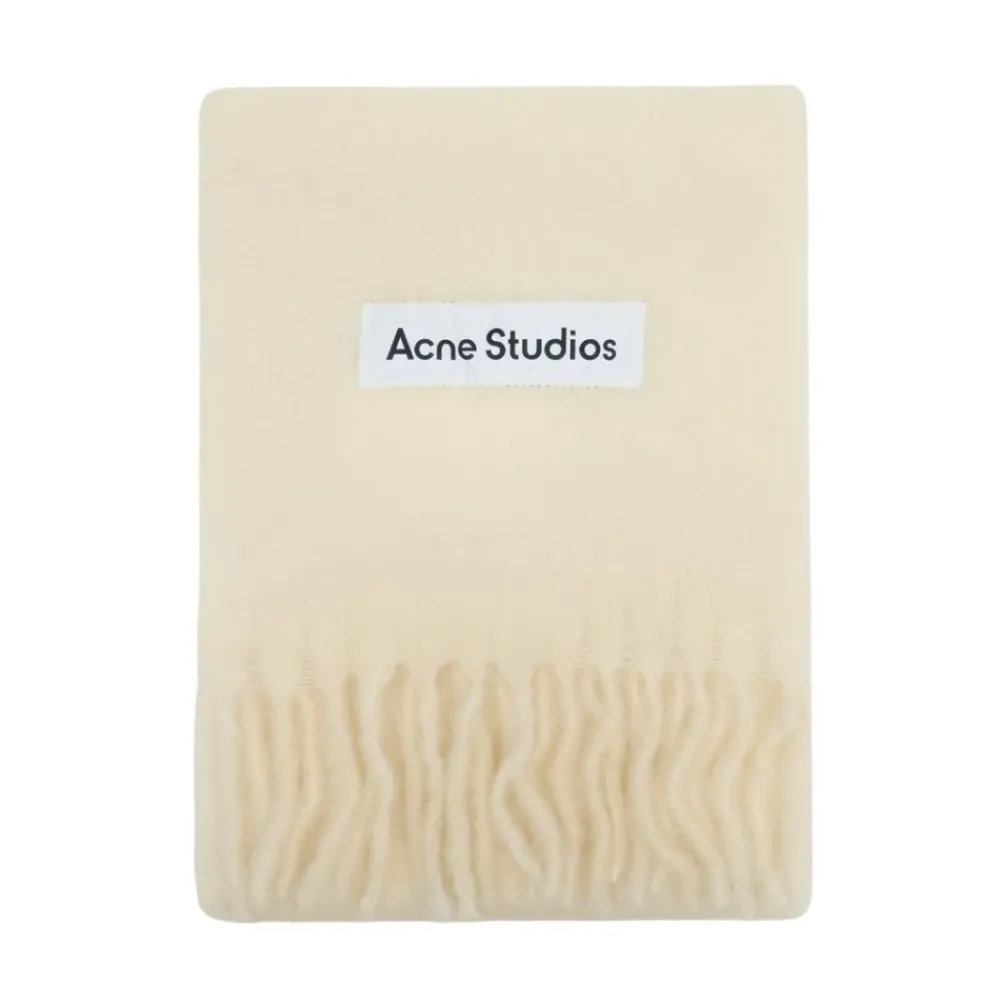 Halstørklæder Og Tørklæder|Tørklæder<Acne Studios Wool Logo Scarf Hvid